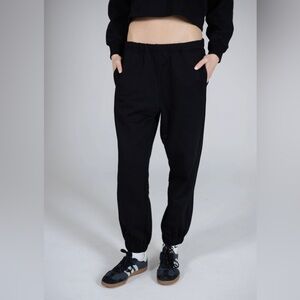 Black Comfy Reverse Weave Joggers
